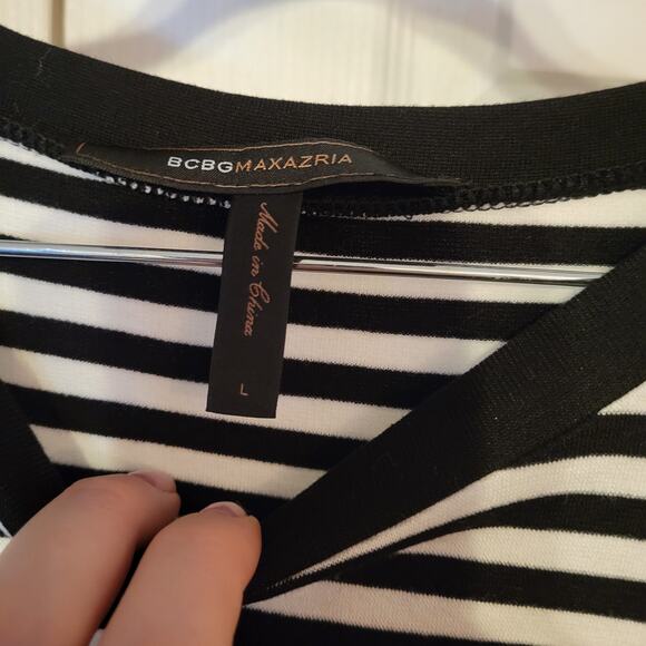 bcbgmaxazria, L | Black And White Striped 3/4th Sleeve Sheath Career Dress - Picture 5 of 5